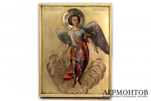 Икона Архангел Михаил в серебряном окладе в киоте. Кон. ХIХ - нач. ХХвв. Россия, СПб.