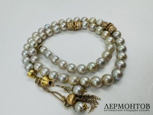 Колье из жемчуга акойя с бриллиантами. Золото 750, Pertegato Enrico, 1-я пол. 20 в.