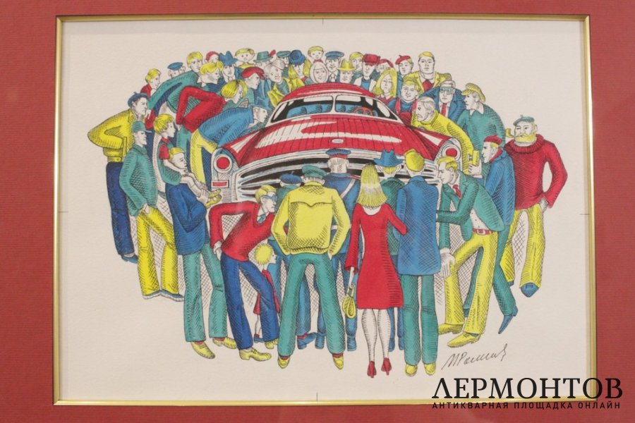 Картина Ромадин М.Н. Эскиз к книге От кареты до ракеты. 1970г.