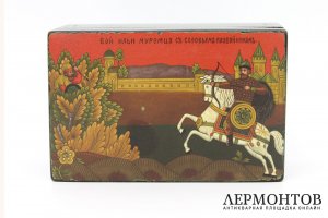 Шкатулка Илья Муромец и Соловей-разбойник. Россия, Федоскино, 1910-1920е гг. 