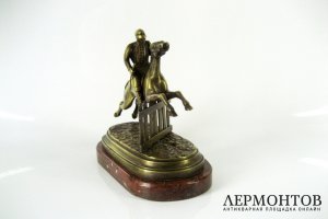 Кабинетная пластика. Всадник. Бронза, патинирование, мрамор. Европа, рубеж XIX-ХХ веков.