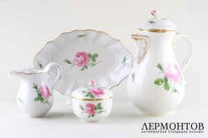 Чайный кофейный сервиз Розы на 6 персон. Германия, Meissen, перв. треть 20 в. Фарфор.