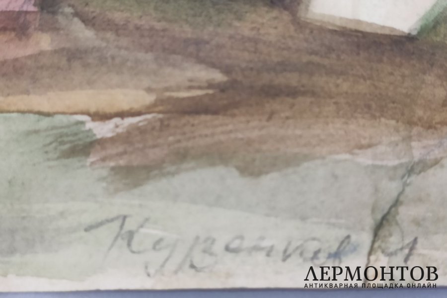Курзенков Леонид Сергеевич. Рыбаки с сетью. Бумага, смешанная техника. 1960-70е гг.