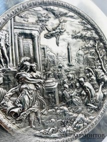 Блюдо с мифологической сценой. Бронза, серебрение, F. Barbedienne, Франция, конец 19 века