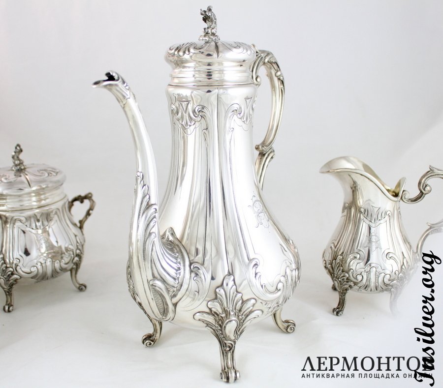 Чайно-кофейный сервиз Gross . Серебро 950. Франция