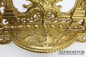 Большое настольное зеркало Триумф любви. Бронза. 19 век.