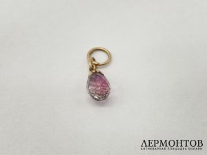 Подвеска пасхальная яйцо. Золото 56 пробы, турмалин. Экспертиза.