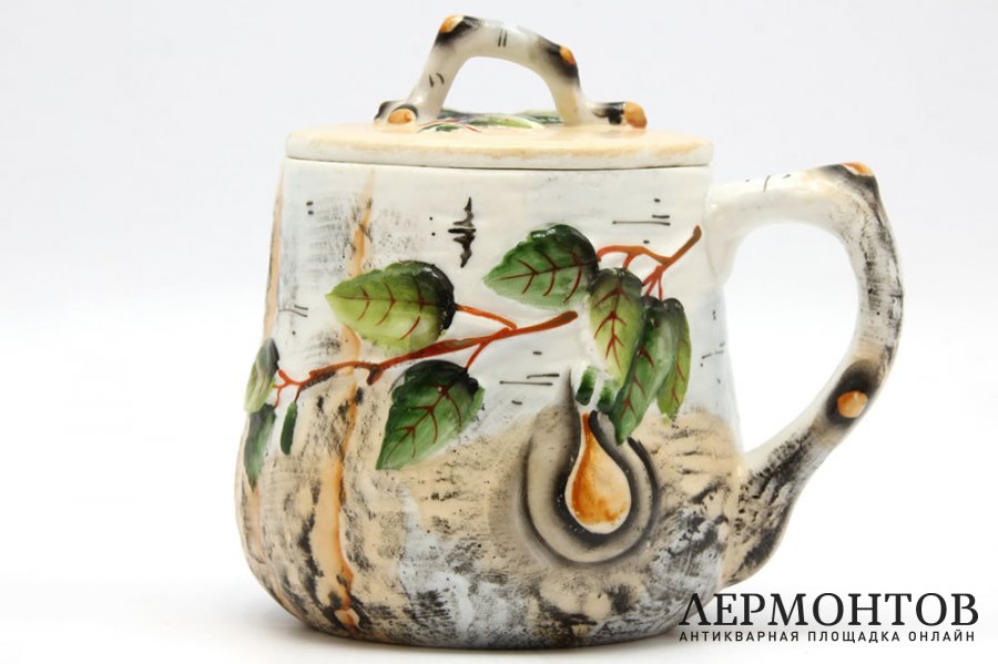 Кружка Березовый пень. СССР, Хайта, 1930-50е гг. Фарфор, роспись.