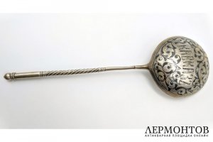 Ложка Кавказ. Серебро 84 пробы, чернь. Российская империя, Михайлов Н., 1908-1917.