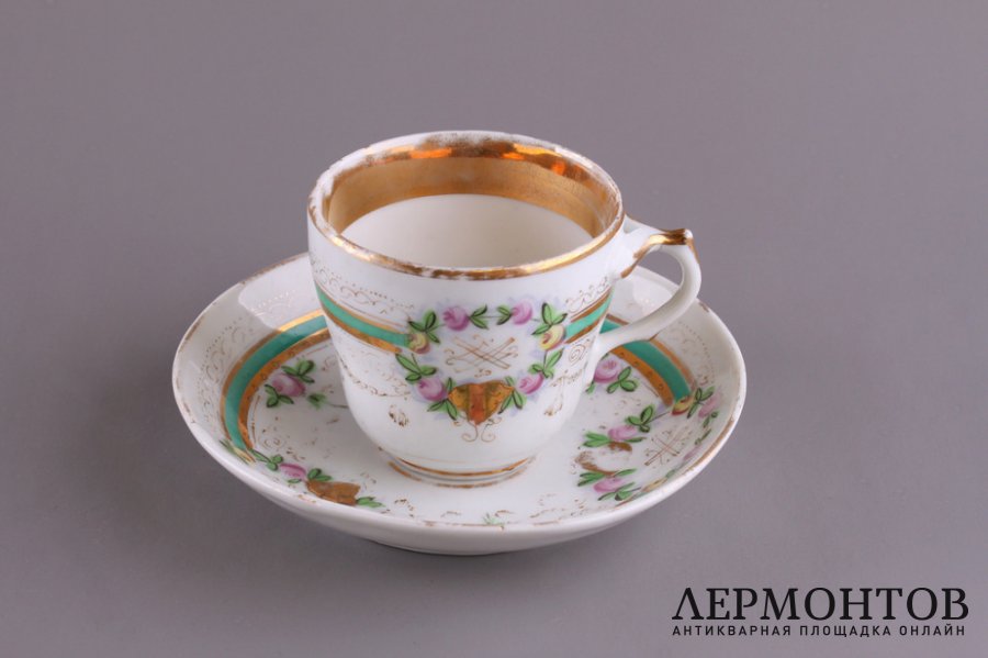 Чайная пара. Фарфор. Завод М. Куриного, до 1917 г.