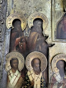 Икона «Феодоровская Божия Матерь и Собор святых». Серебро 84 пробы, 28-я артель, Россия, 19 — начало 20 века