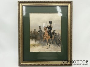 Гравюра Штаб-офицер и рядовые гвардейской конной артиллерии. 1840 г.