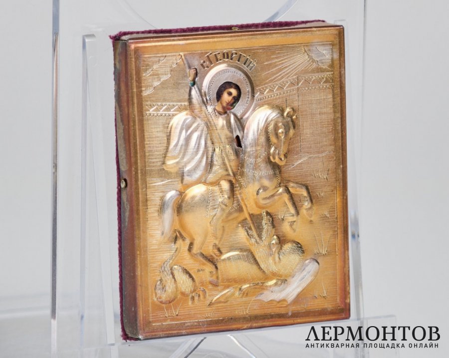 Икона «Георгий Победоносец». Серебро с позолотой, современная работа
