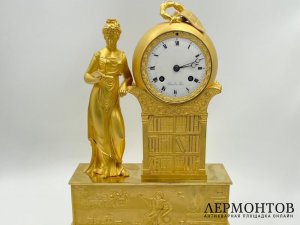 Часы библиотека в стиле Ампир. Франция, Париж, 1810-20-е гг. Бронза, золочение.
