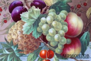 Пласт Натюрморт с ананасом. Фарфор, живопись. Европа,19 век. 