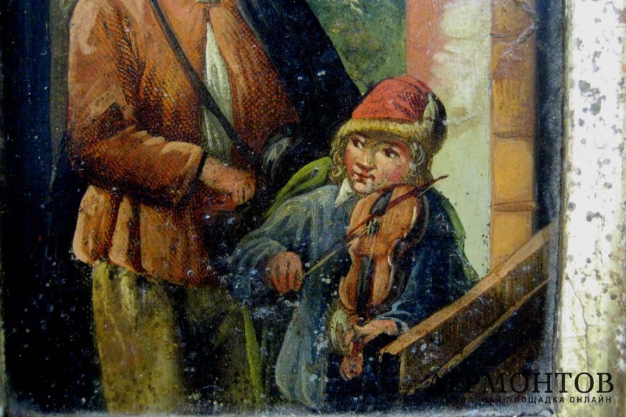 Картина Уличные музыканты. Дерево, масло, Европа.