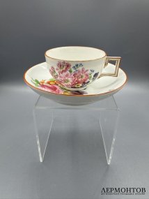 Кофейная пара с букетом. Фарфор, роспись, Meissen, период Марколини, Германия, 1774–1814 годы