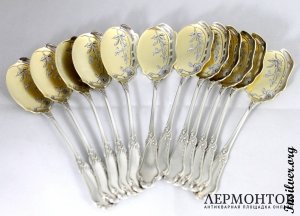 Набор для мороженого Boivin. Серебро 950. Франция 