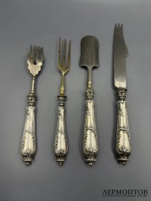 Набор сервировочных приборов. Серебро 84 пробы, сталь, Россия, 1908–1917 годы