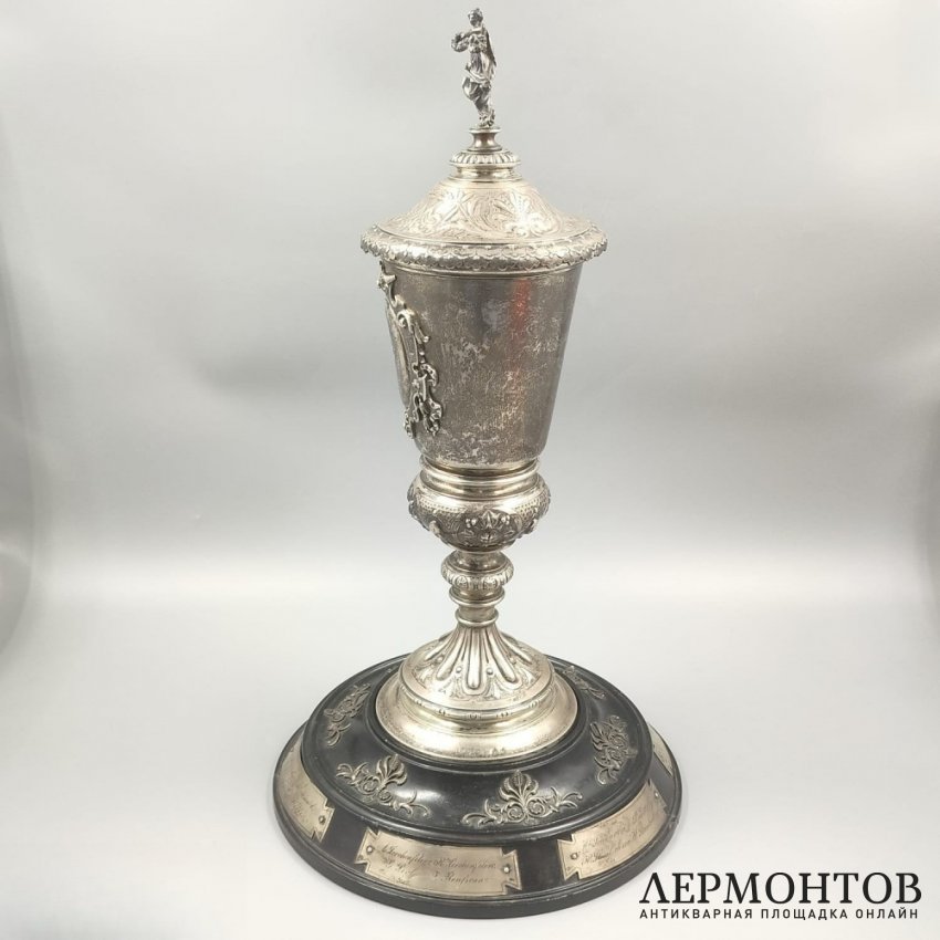 Наградной кубок с фигурой богини победы. Серебро 950 пробы, Австро-Венгрия, конец 19 века