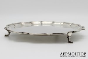 Поднос, визитница на ножках. Серебро. Англия, Шеффилд, 1930 г.