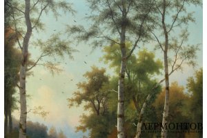 Картина. Эдуард Хайн. Пасторальный пейзаж. Кон. XIX в., х-м. Собрание А.А.Гречко