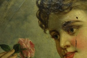 Картина Девушка с розой в руке. Европа