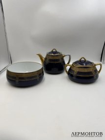 Чайный сервиз с кобальтом. Фарфор, фабрика Гарднера, Россия, 1870–1890 годы