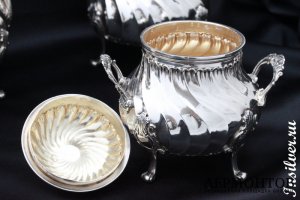 Чайно-кофейный сервиз Leon LAPAR. Серебро 950. Франция