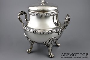 Сахарница в стиле ампир. Ravinet et Denfert. Серебро 950 пробы. Франция, 1900-e.
