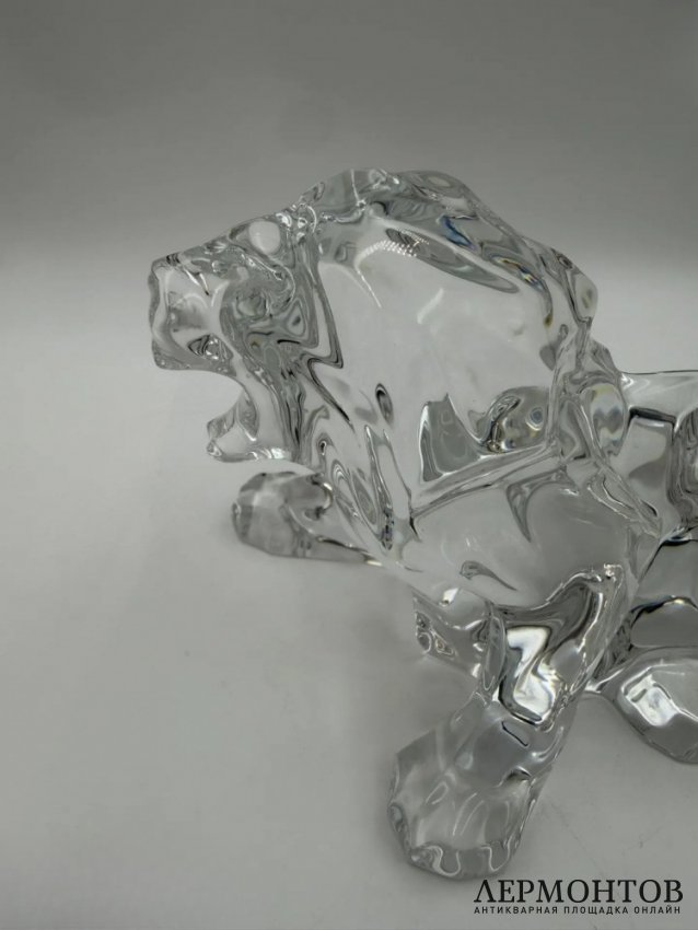 Скульптура «Рычащий лев». Хрусталь, Baccarat, Франция