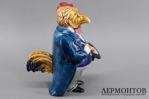 Сигаретница, табачница, пепельница Петух-богач. Фаянс. Россия, Кузнецов, 1900е гг.