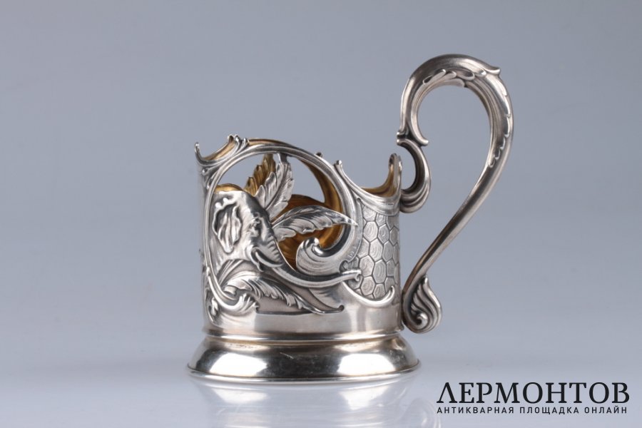 Подстаканник в стиле модерн. Слоны. СССР, 1953-1955-е гг. Серебро 875.