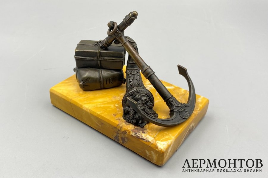 Скульптура Якорь и рог изобилия. Франция, 19 век. Бронза, мрамор.