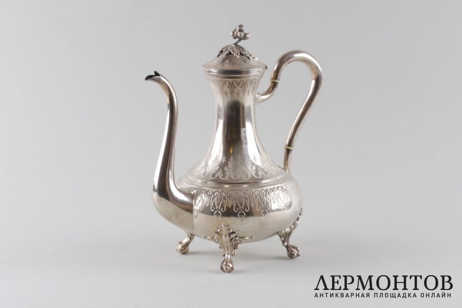 Кофейник в стиле ампир. Claude Roussel. Серебро 950 пробы. Франция, XIX в.