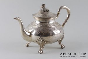 Чайник в стиле ампир. Claude Roussel. Серебро 950 пробы. Франция,  XIX в.