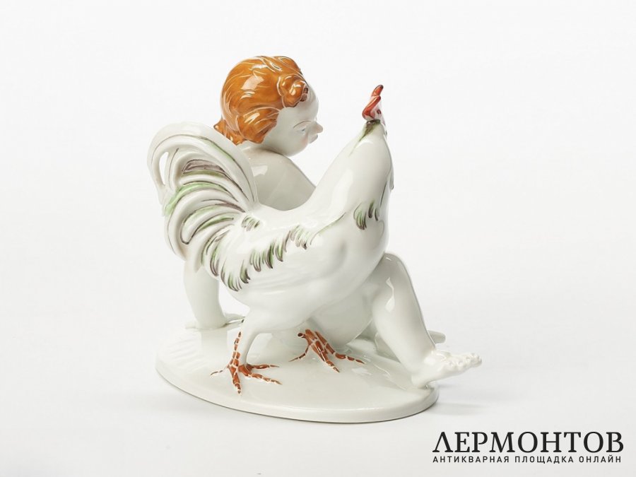 Статуэтка «Путти с петухом». Фарфор, Rosenthal, Германия, 1924 год