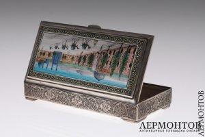 Шкатулка. Серебро 84. Эмаль. Иран