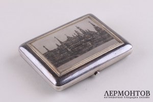 Портсигар с черневым рисунком. Серебро 84 пробы. Россия, 1888 год.