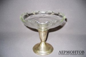 Ваза декоративная. Серебро 925, стекло. Англия, ХХ век.