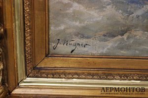 Картина. Морской пейзаж. Георг Фишхов. Холст, масло. Германия.