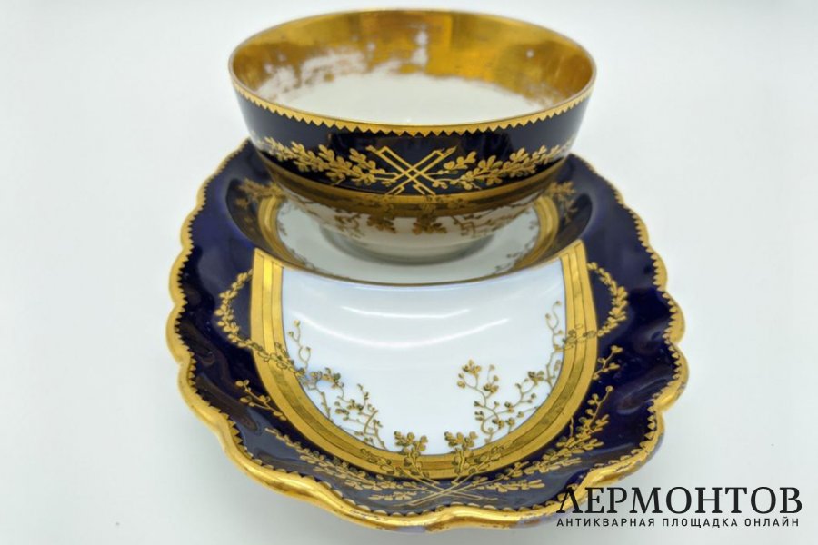 Теннисная чайная пара. Фарфор, кобальт. Богемия, Fischer und Mieg, 1853-1873. 