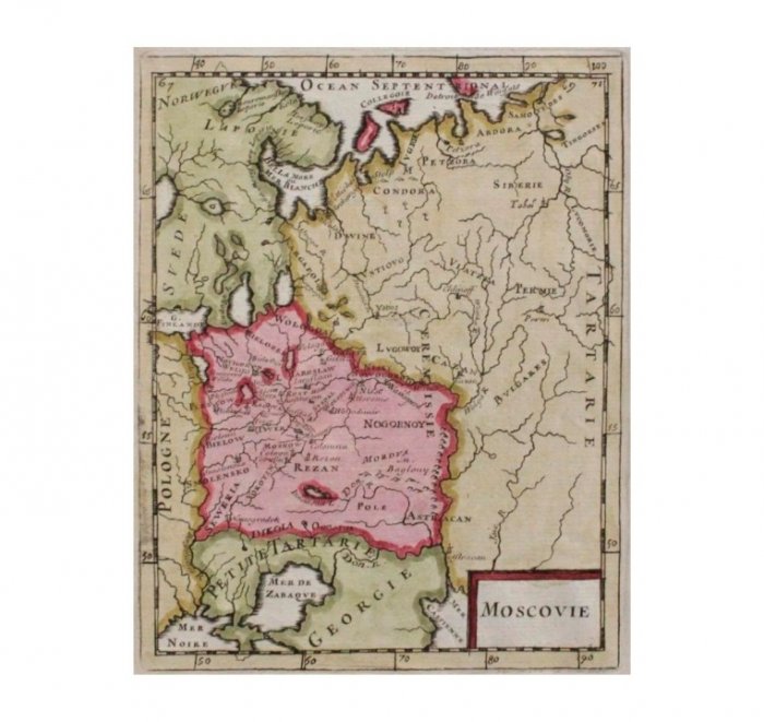 Карта России, Крыма, Грузии, Малой Татарии. А. М. Мале. Франция, 1683 год.