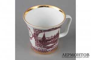 Бокал 60 лет СССР. Россия, ЛФЗ, 1982 год. Фарфор, деколь, позолота.