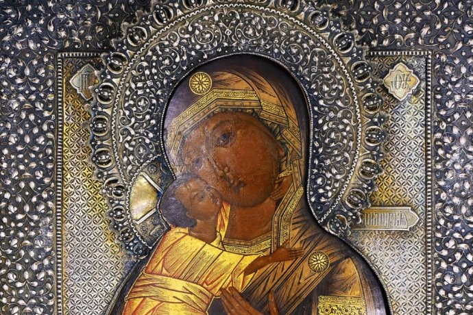 Икона Владимирской Божьей матери. Серебро 84. Российская империя