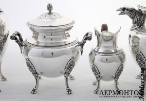 Чайно-кофейный сервиз для двоих. Limousin et Souche. Серебро 950. Франция