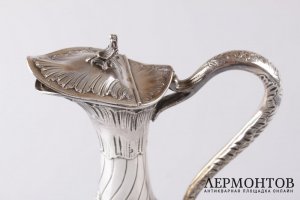 Графин для воды и вина. Серебро 950 пробы, хрусталь. Франция