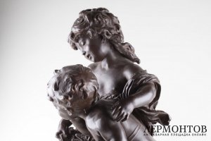 Скульптура Дети с птенцами. Бронза. Франция. Авт. Auguste Moreau.