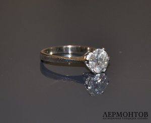 Кольцо с бриллиантом 1.84 kарата. Золото 585 пробы.
