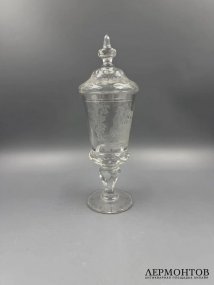 Кубок с крышкой «Пастораль». Хрусталь, гравировка, Европа, 1870–1890 годы